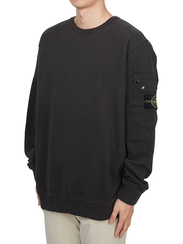 Brushed Organic Cotton Fleece Sweatshirt Grey - STONE ISLAND - BALAAN 3