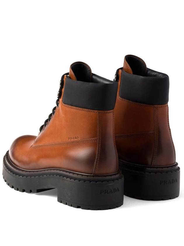 Leather Nylon Work Boots Cognac - PRADA - BALAAN 4