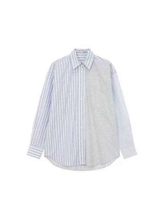 Multistripe overfit shirt blue 271574 - STELLA MCCARTNEY - BALAAN 1