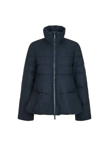 Women s Flared Brush Duck Down Padded Jacket Dark Navy - EMPORIO ARMANI - BALAAN 1