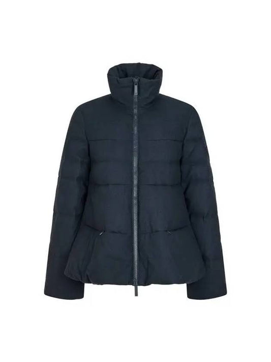 Women s Flared Brush Duck Down Padded Jacket Dark Navy - EMPORIO ARMANI - BALAAN 1