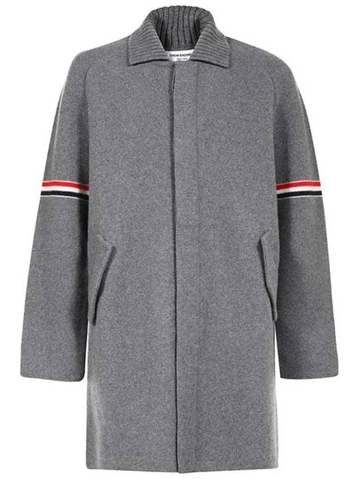 Arm Banding Striped Car Voile Wool Single Coat Grey - THOM BROWNE - BALAAN 2