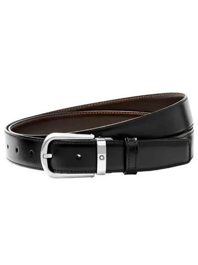 Horseshoe Buckle Reversible Leather Belt Black Brown - MONTBLANC - BALAAN 2