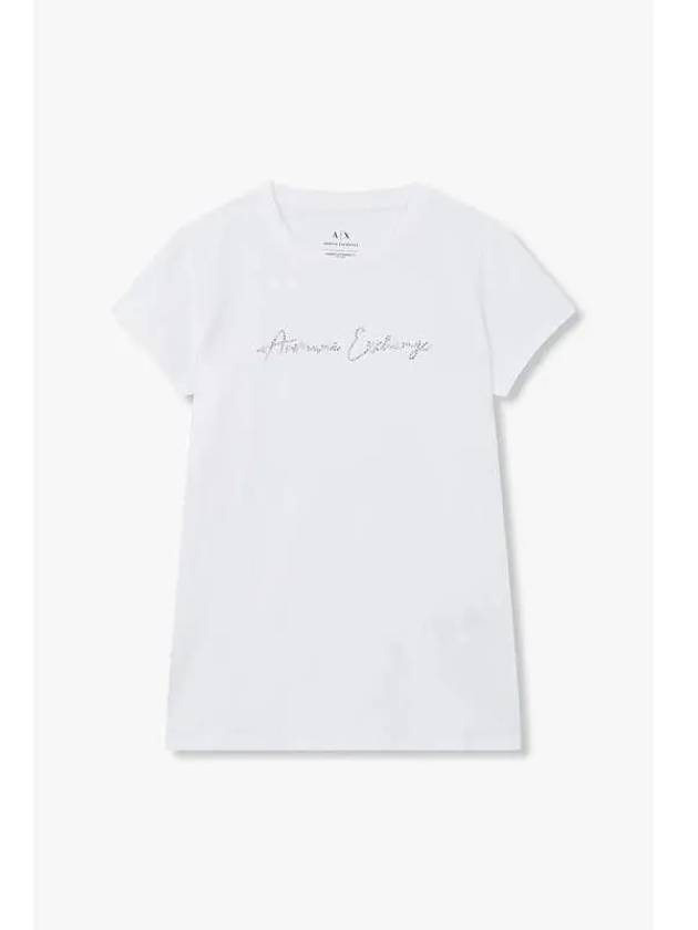 Women s Hotfix Logo Stretch T Shirt White - ARMANI EXCHANGE - BALAAN 1