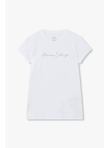 Women s Hotfix Logo Stretch T Shirt White - ARMANI EXCHANGE - BALAAN 1