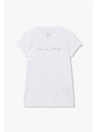 Women s Hotfix Logo Stretch T Shirt White - ARMANI EXCHANGE - BALAAN 1