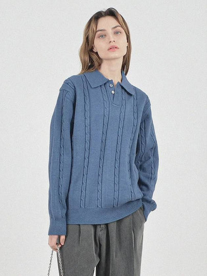 Modal Cable Collar Knit Blue - CHANCE'S NOI - BALAAN 2