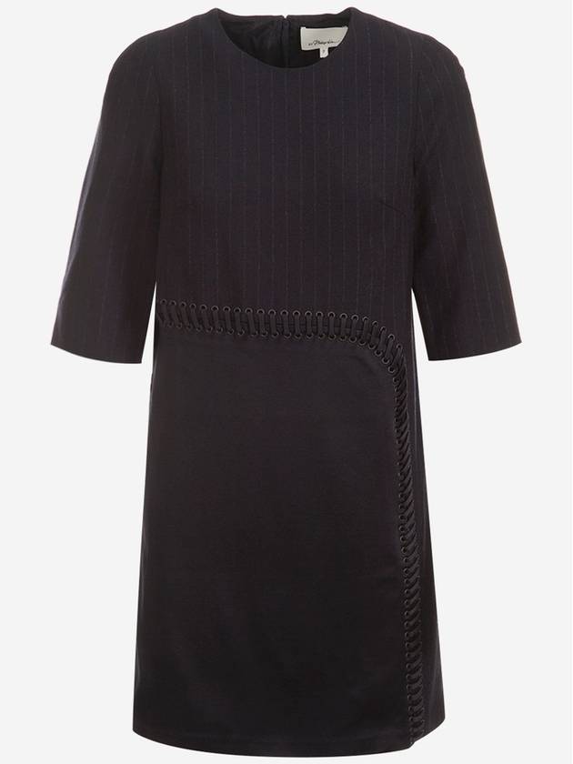 Midnight blue wool pinstripe shift dress - 3.1 PHILLIP LIM - BALAAN 4