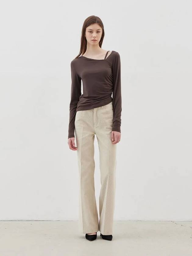 Corduroy semi bootcut pants beige - LESEIZIEME - BALAAN 1