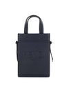 Mini Logo Leather Tote Bag Navy - FENDI - BALAAN 1