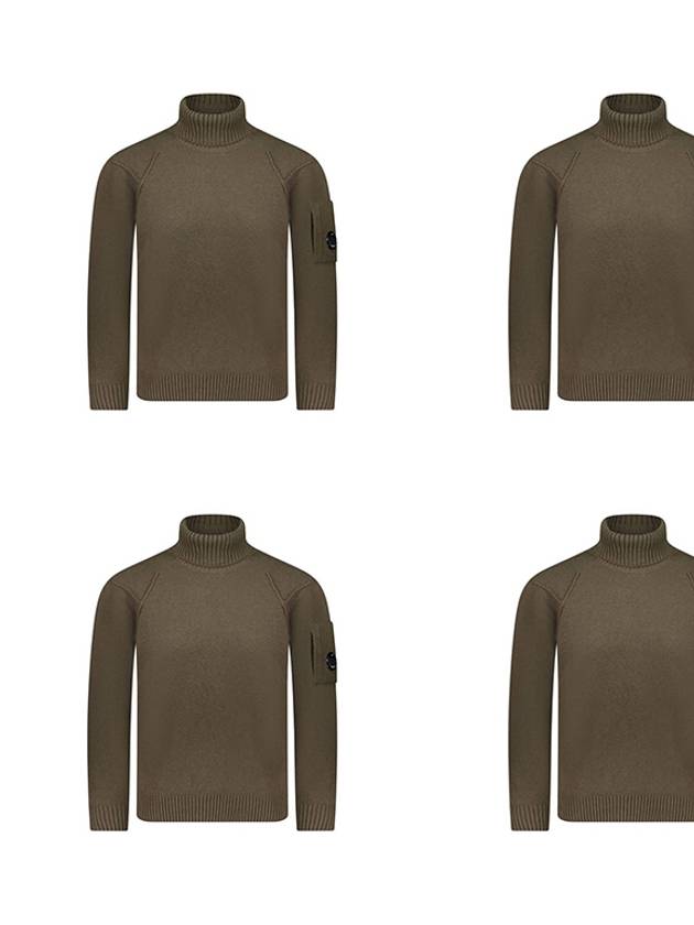 Lambswool GRS Knit Turtleneck Brown - CP COMPANY - BALAAN 3