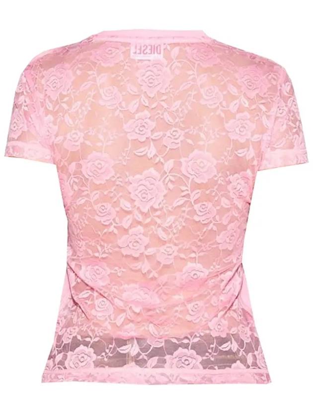 T Sli Oval Back Lace Logo Short Sleeve T-Shirt Pink - DIESEL - BALAAN 4