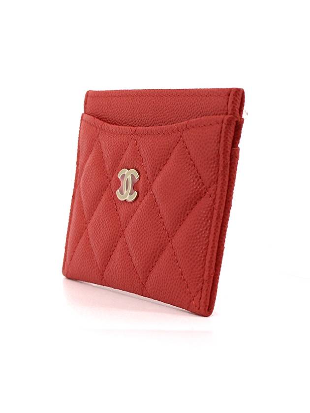 CH Classic Caviar Red Pink Card Wallet Gold AP0213 CH31WT008 - CHANEL - BALAAN 2