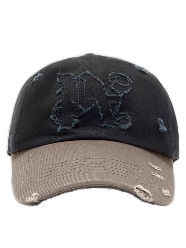 Ribbed Monogram Ball Cap Anthracite Taupe - PALM ANGELS - BALAAN 1