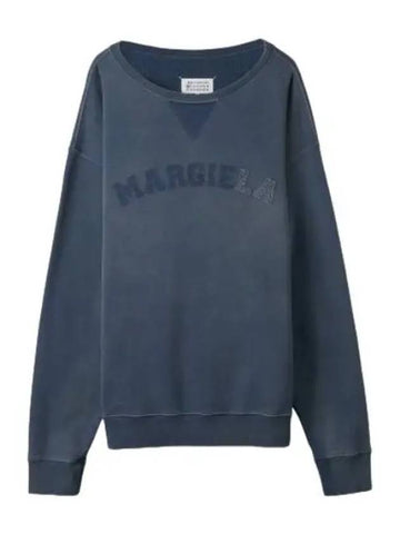 Logo Organic Cotton Sweatshirt Blue T Shirt - MAISON MARGIELA - BALAAN 1