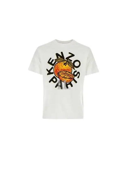 Orange Print Classic Cotton Short Sleeve T-Shirt White - KENZO - BALAAN 2