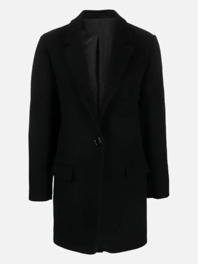 Jilinka Button Up Virgin Wool Blend Single Coat Black - ISABEL MARANT - BALAAN 3