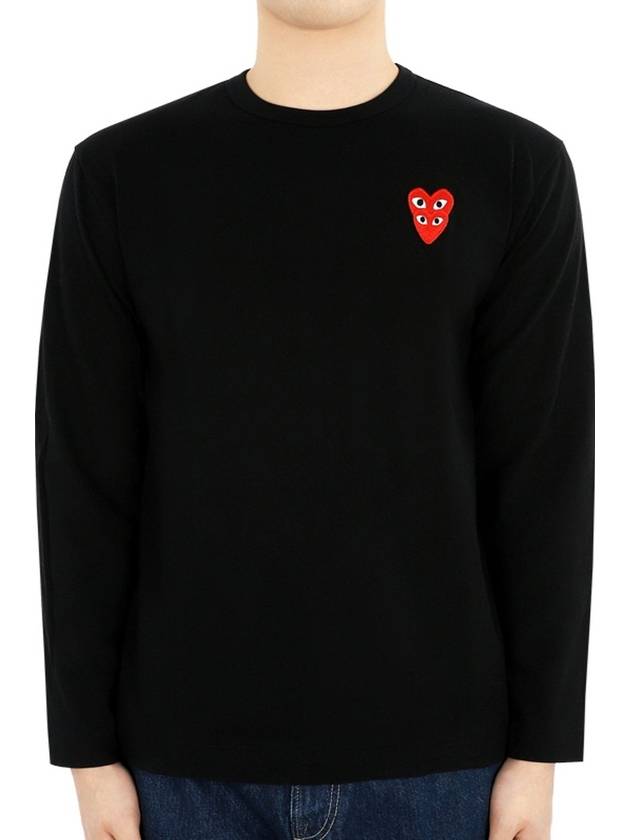 Men s Red Heart Patch Long Sleeve Black P1 T292 - COMME DES GARCONS - BALAAN 2