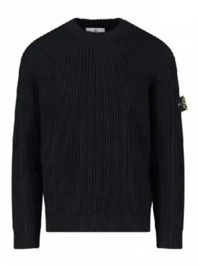 Full Rib Wool Knit Top Navy - STONE ISLAND - BALAAN 2