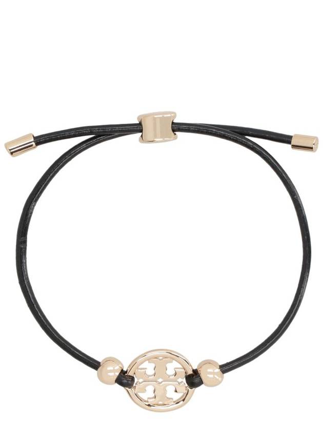 Miller Logo Charm Slider Leather Bracelet Black - TORY BURCH - BALAAN 2