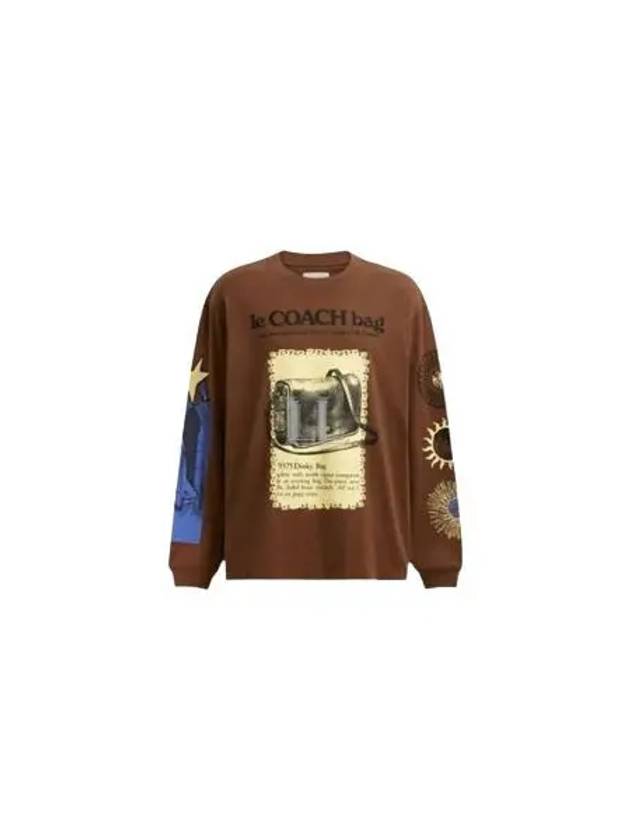 Graphic Long Sleeve T-Shirt Brown - COACH - BALAAN 2