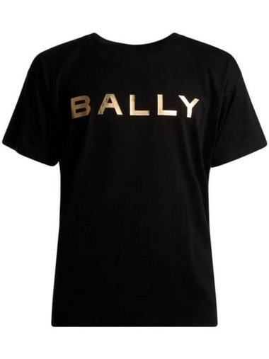 Logo Printed Short Sleeve T-Shirt Black - BALLY - BALAAN 1