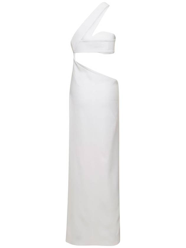 White One Shoulder Asymmetrical Dress With Side Cutout In Polyester Woman - MONOT - BALAAN 2