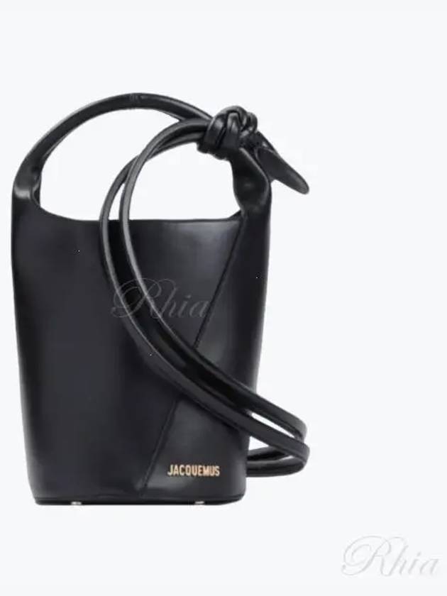 Le Petit Tourni Mini Knotted Leather Bucket Bag Black - JACQUEMUS - BALAAN 2