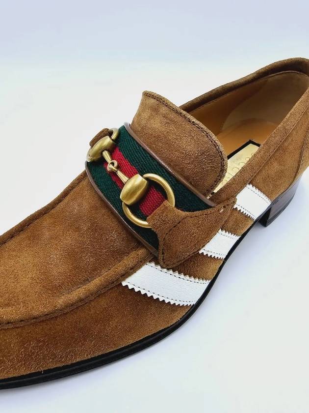 Horsebit 3 Stripe Suede Loafers Brown - GUCCI - BALAAN 8