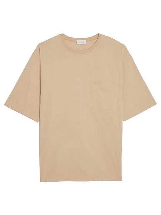 Men's Boxy Jersey Woven Pocket Short Sleeve T-Shirt Beige - LEMAIRE - BALAAN 1