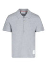 Side Slit Three Stripe Tab Short Sleeve Polo Shirt Grey - THOM BROWNE - BALAAN 2