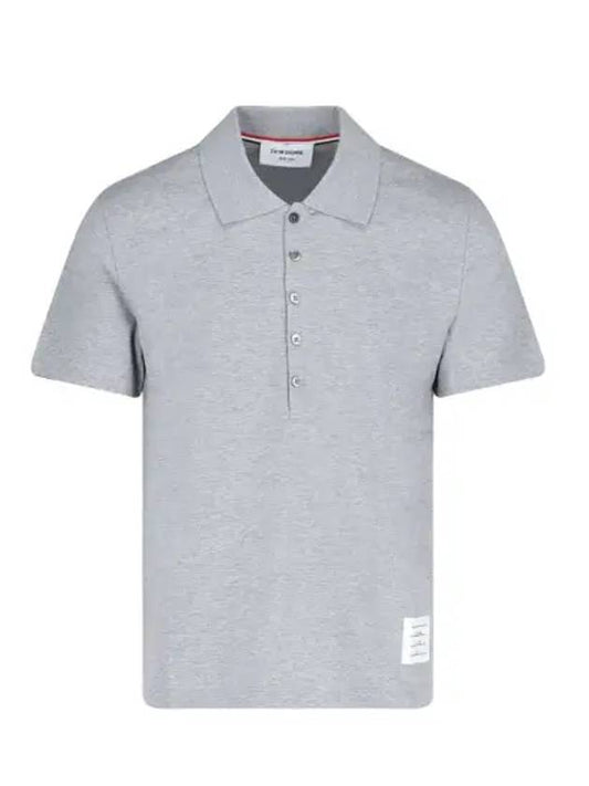 Side Slit Three Stripe Tab Short Sleeve Polo Shirt Grey - THOM BROWNE - BALAAN 2