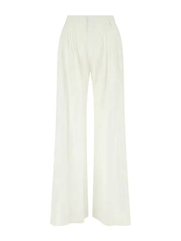 high waist linen wide pants white - CHLOE - BALAAN 1