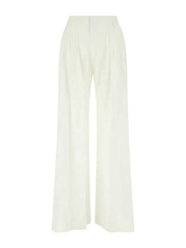 high waist linen wide pants white - CHLOE - BALAAN 1