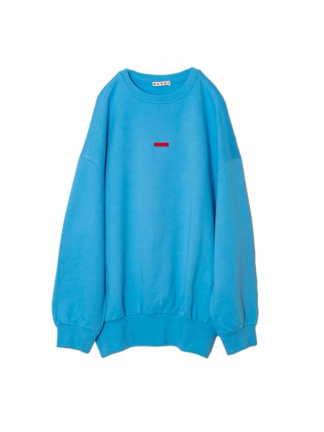 Logo Label Oversized Fit Sweatshirt Blue - MARNI - BALAAN 1