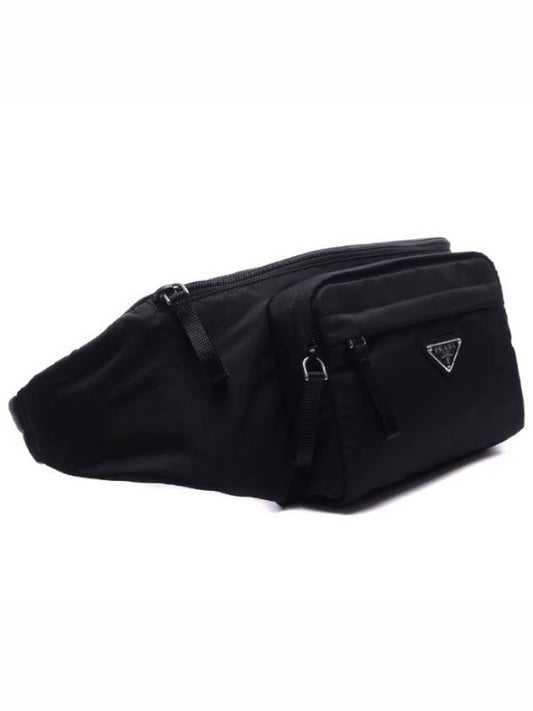 Testo Triangle Logo Nylon Belt Bag Black - PRADA - BALAAN 2