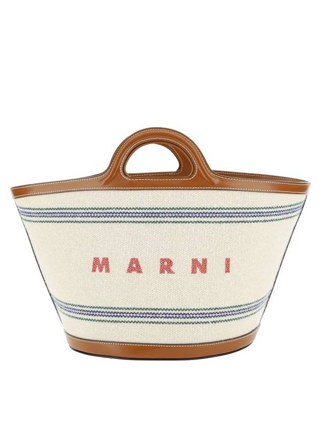 Logo Detail Striped Tote Bag White - MARNI - BALAAN 2