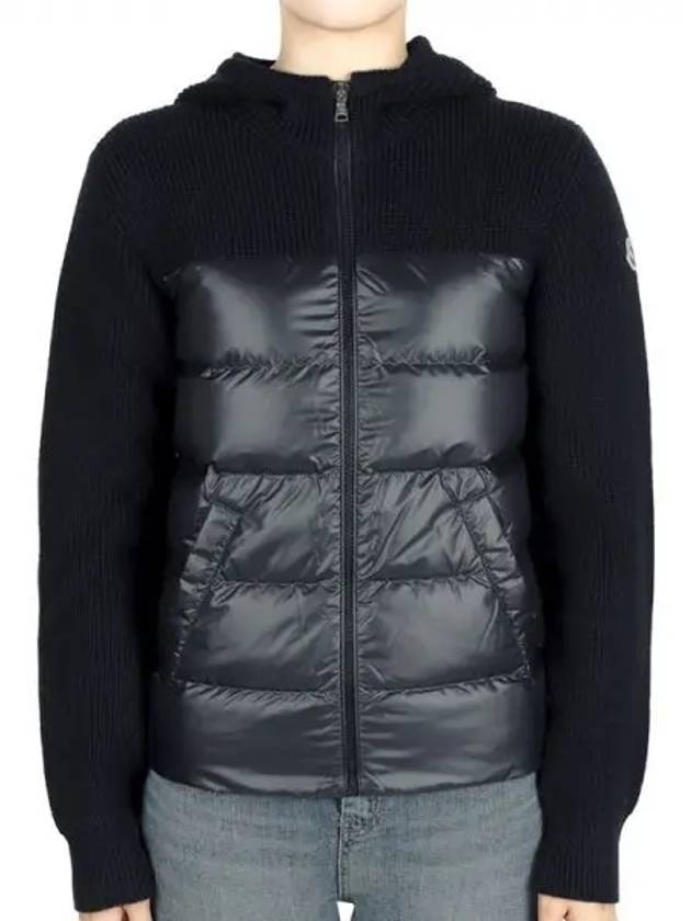 Kids high neck knit mix zip up padded jacket navy 9B00007 M1131 742 12 14A adult wearable 1213524 - MONCLER - BALAAN 1