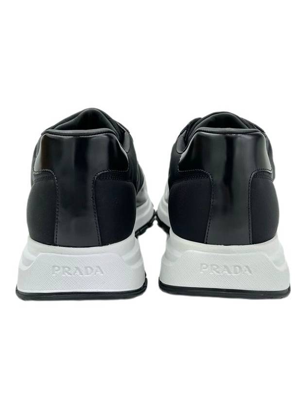 Prax 01 Re-Nylon Brushed Leather Low-Top Sneakers Black - PRADA - BALAAN 5