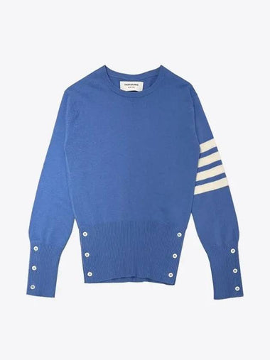 Women s Cashmere Pullover Diagonal Knit Blue FKA001A 00011 450 - THOM BROWNE - BALAAN 1