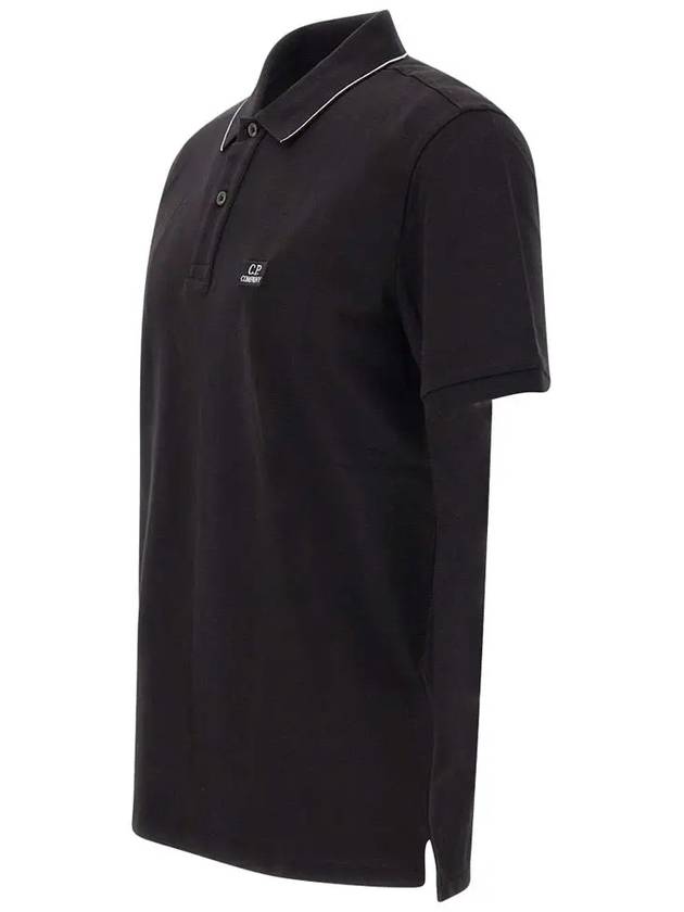 Stretch Piquet Striped Collar Polo Shirt Black - CP COMPANY - BALAAN 4