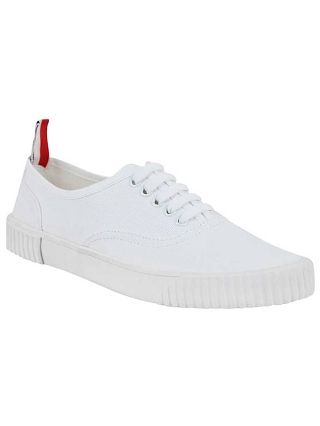 Women's Heritage Cotton Canvas Low Top Sneakers White - THOM BROWNE - BALAAN 2