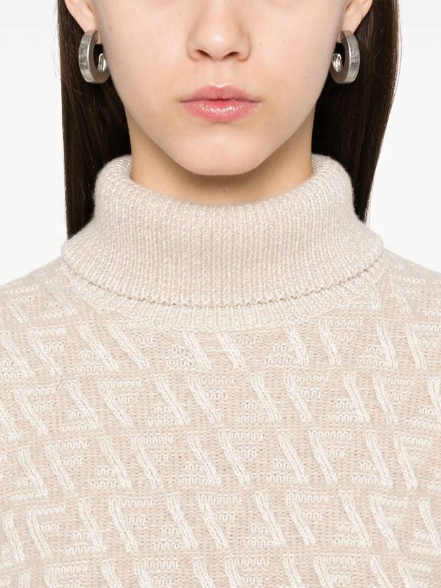 Turtleneck Knit Top Beige - FENDI - BALAAN 6