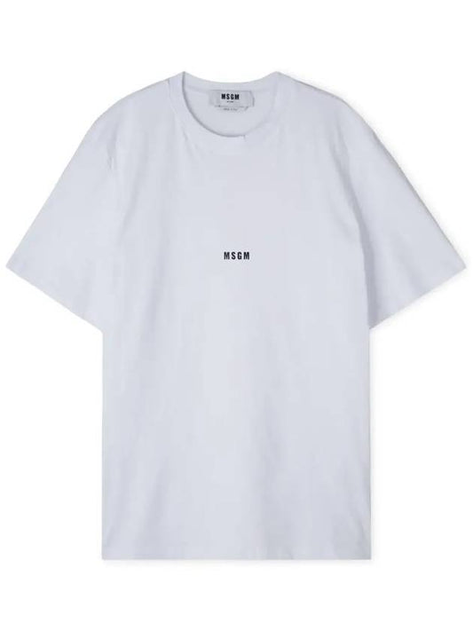 Micro Logo Print Short Sleeve T-Shirt White - MSGM - BALAAN 1