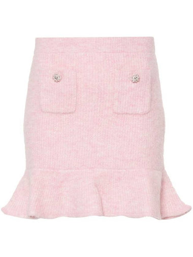 Self-Portrait Pink Fluffy Rib Knit Mini Skirt Clothing - SELF PORTRAIT - BALAAN 1