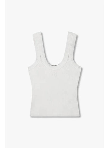 Embossed Logo Ribbed Tank Top Light Gray - ALEXANDER WANG - BALAAN 1