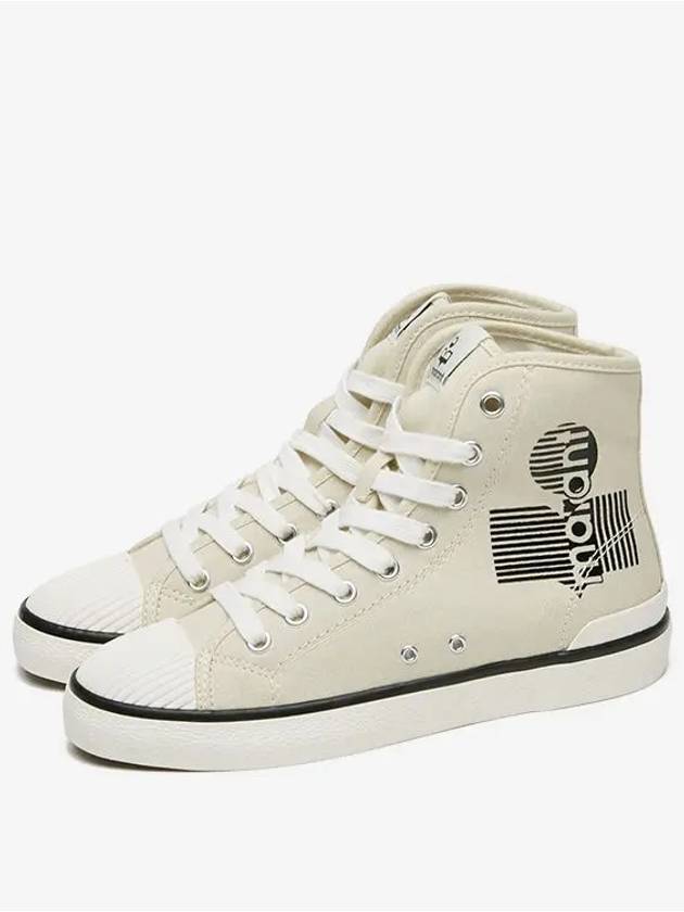 Women's Benkeenh Logo High Top Sneakers Chalk - ISABEL MARANT - BALAAN 4