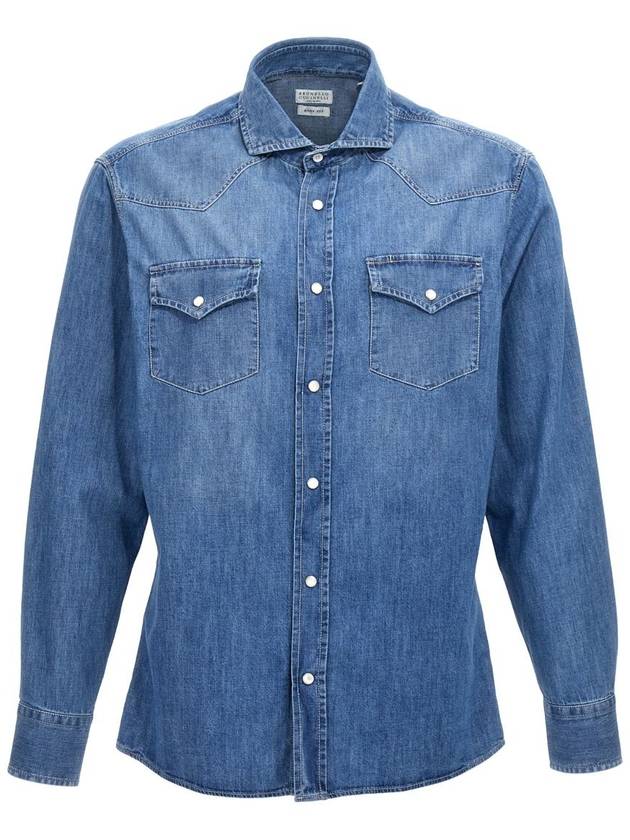 MH1924008 CCF66 Cotton Denim Shirt - BRUNELLO CUCINELLI - BALAAN 2