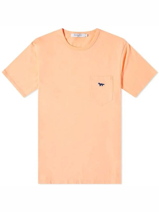 Men's Navy Fox Patch Pocket Short Sleeve T-Shirt Orange - MAISON KITSUNE - BALAAN 2