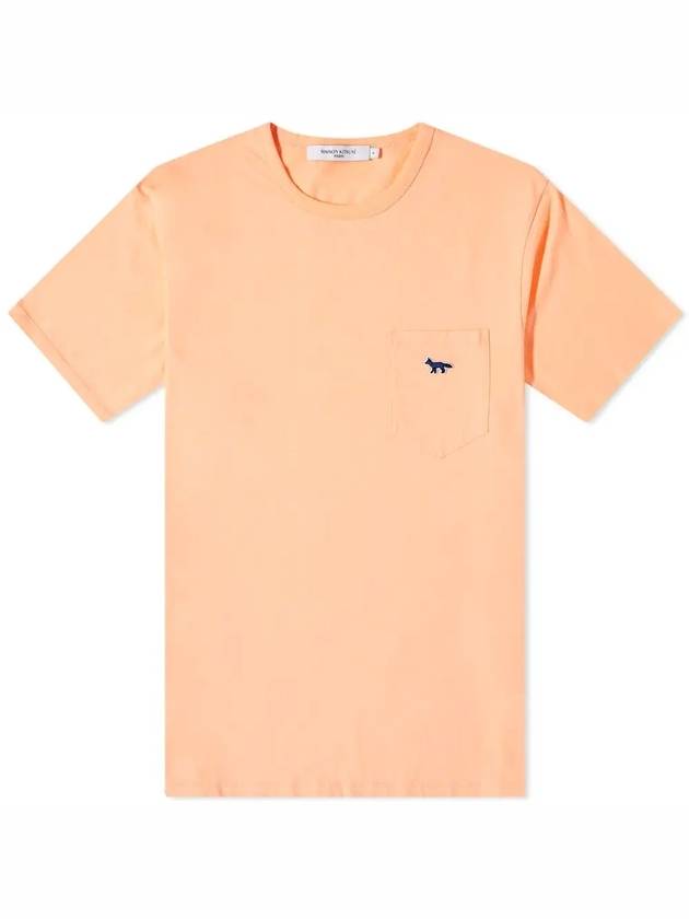 Men's Navy Fox Patch Pocket Short Sleeve T-Shirt Orange - MAISON KITSUNE - BALAAN 2